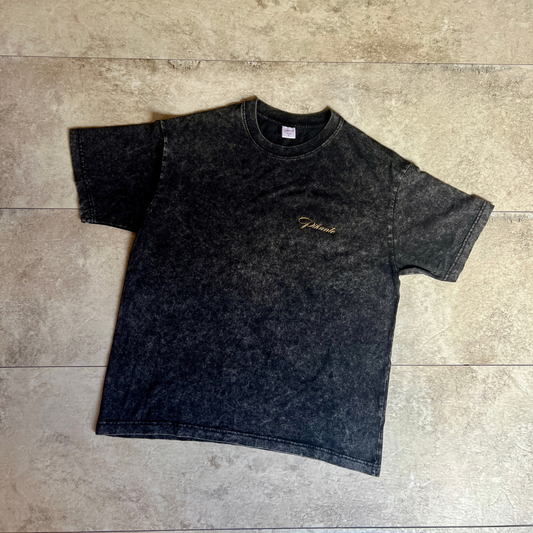 Remera Stone Wash Bordada - Negra